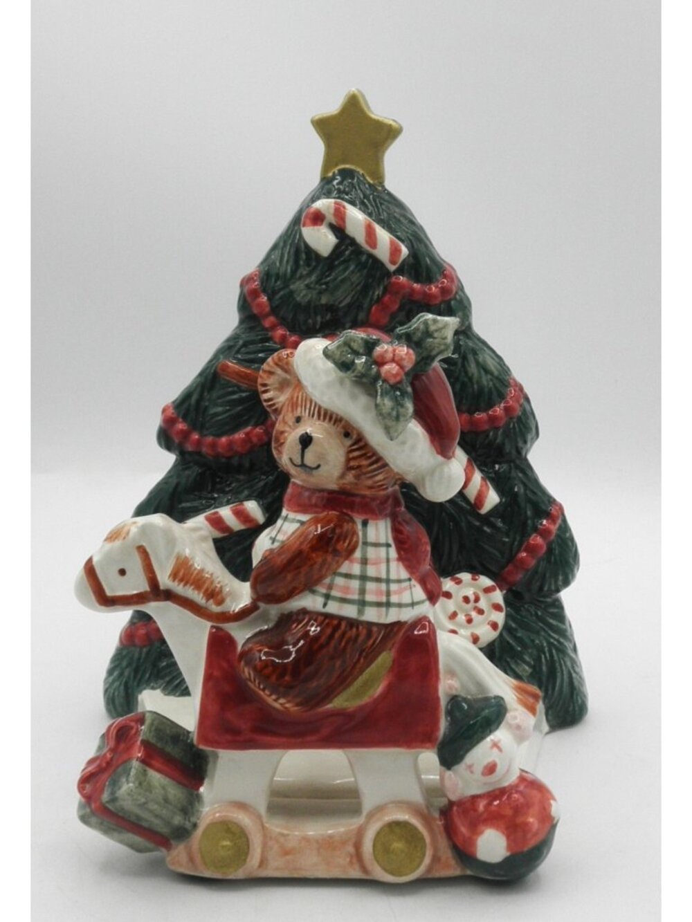Rare Plaid Teddy by Fitz & Floyd Christmas Card Holder Pattern Code: FITPLT
